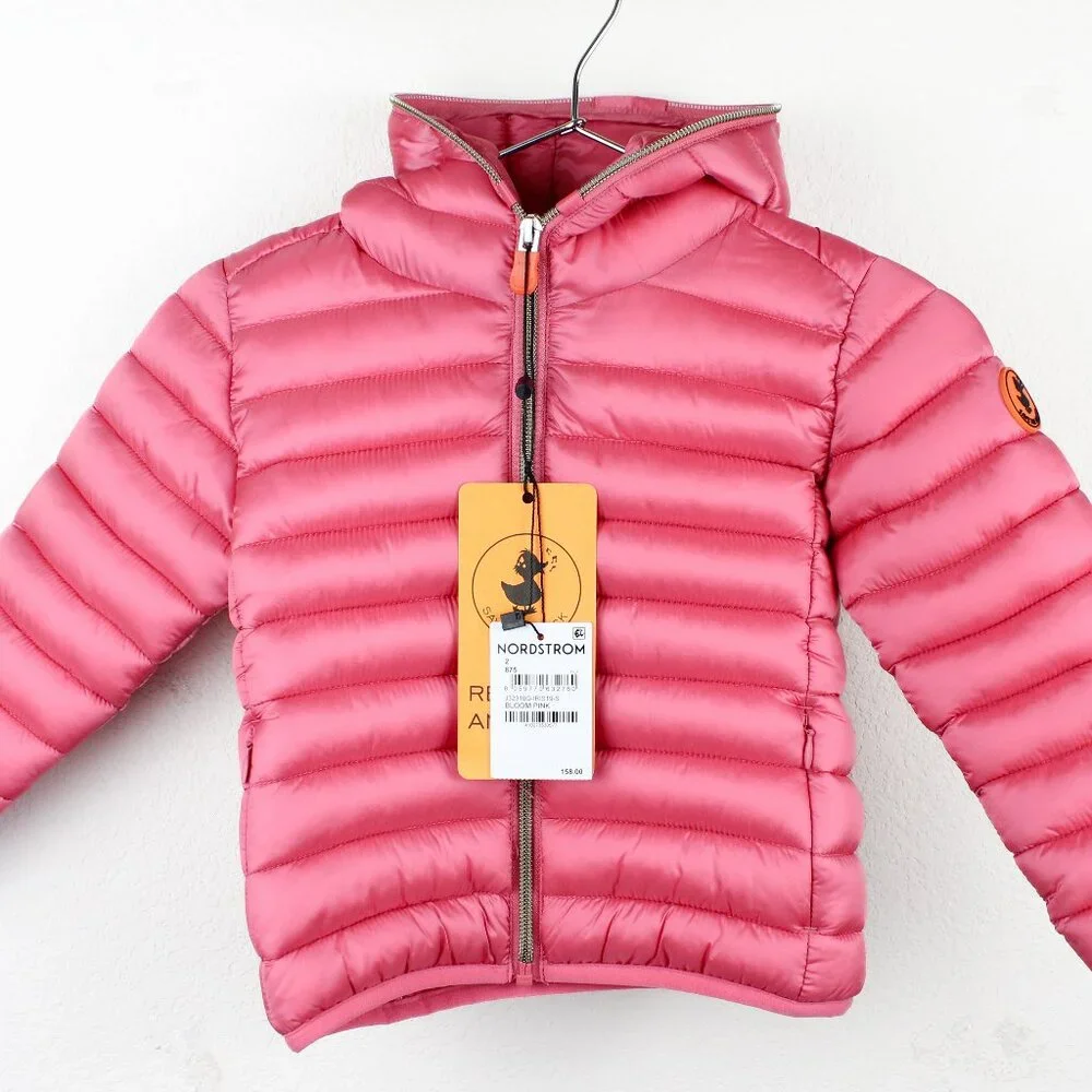 NWT Save The Duck Kids' Iris Shiny Hooded Puffer Jacket, Size 2T